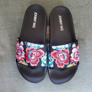 Johnny Was Calanthe Floral Platform Slide Sandals